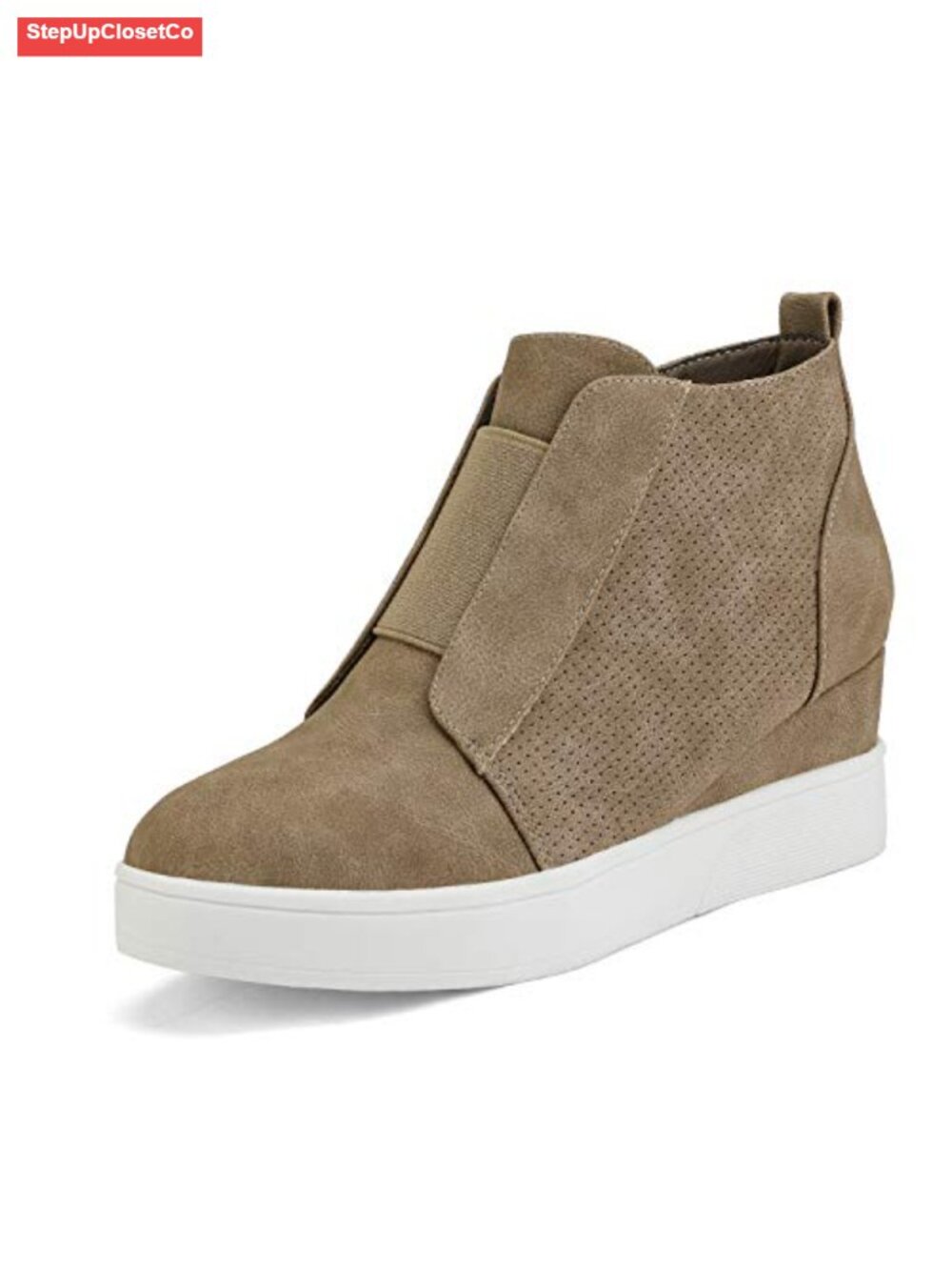 Women's Platform Wedge Ankle Booties Faux Leather Sneakers
